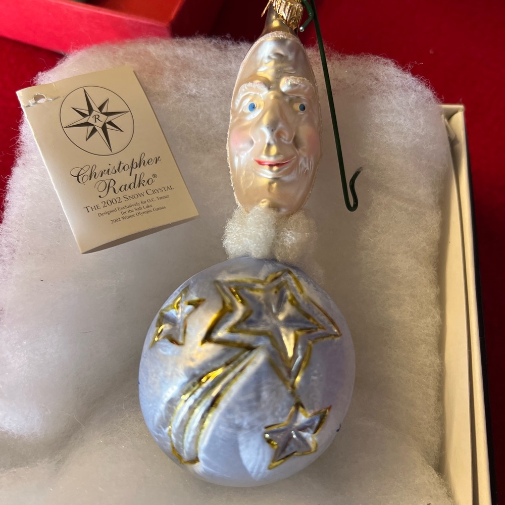Christopher Radko Shooting Star and Moon. Celestial Blue and Gold Ornament